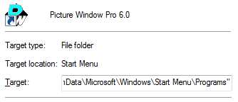 PWP 6.0.10 shortcut general properties